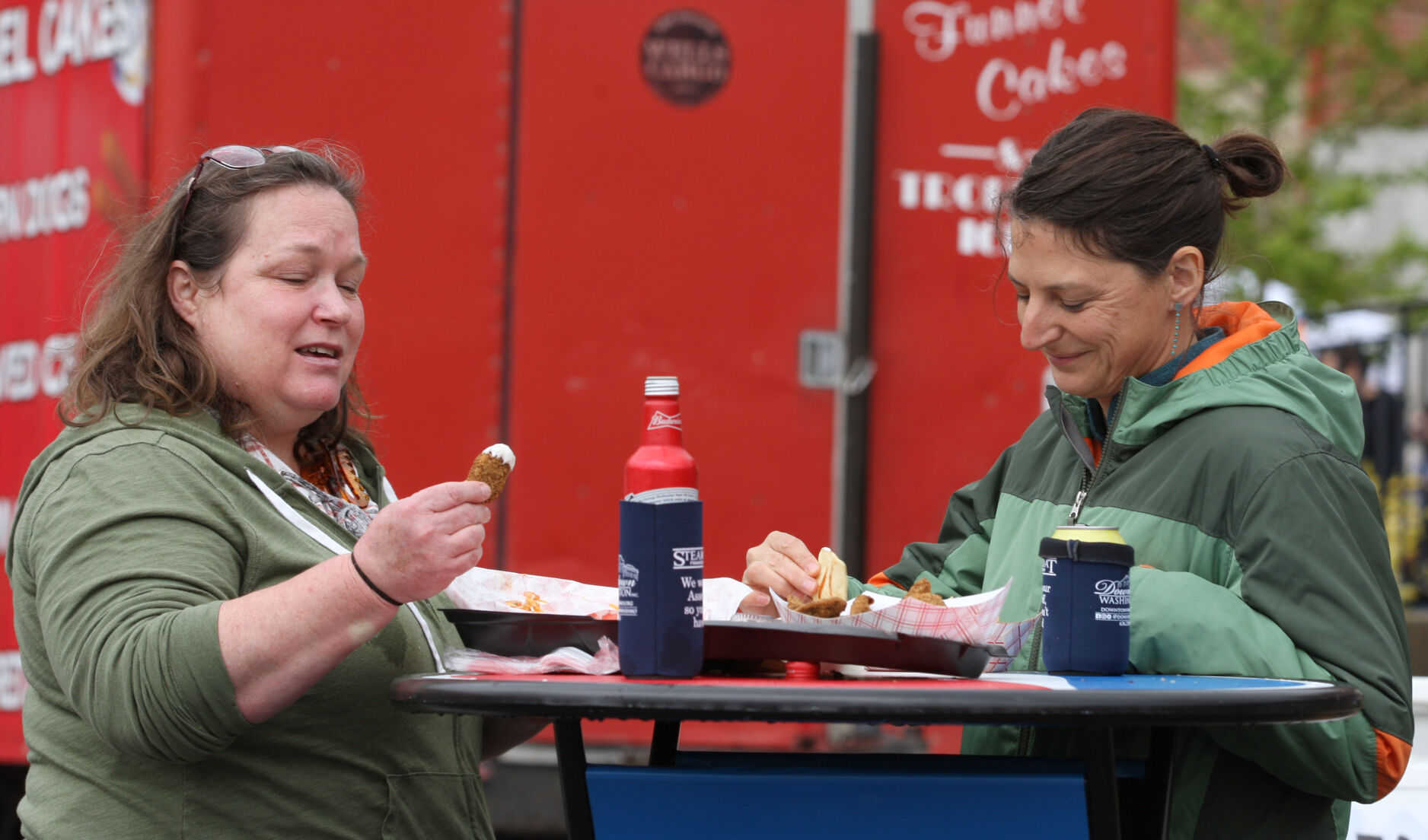 Kathy Scott and Emily Render enjoy barbecue